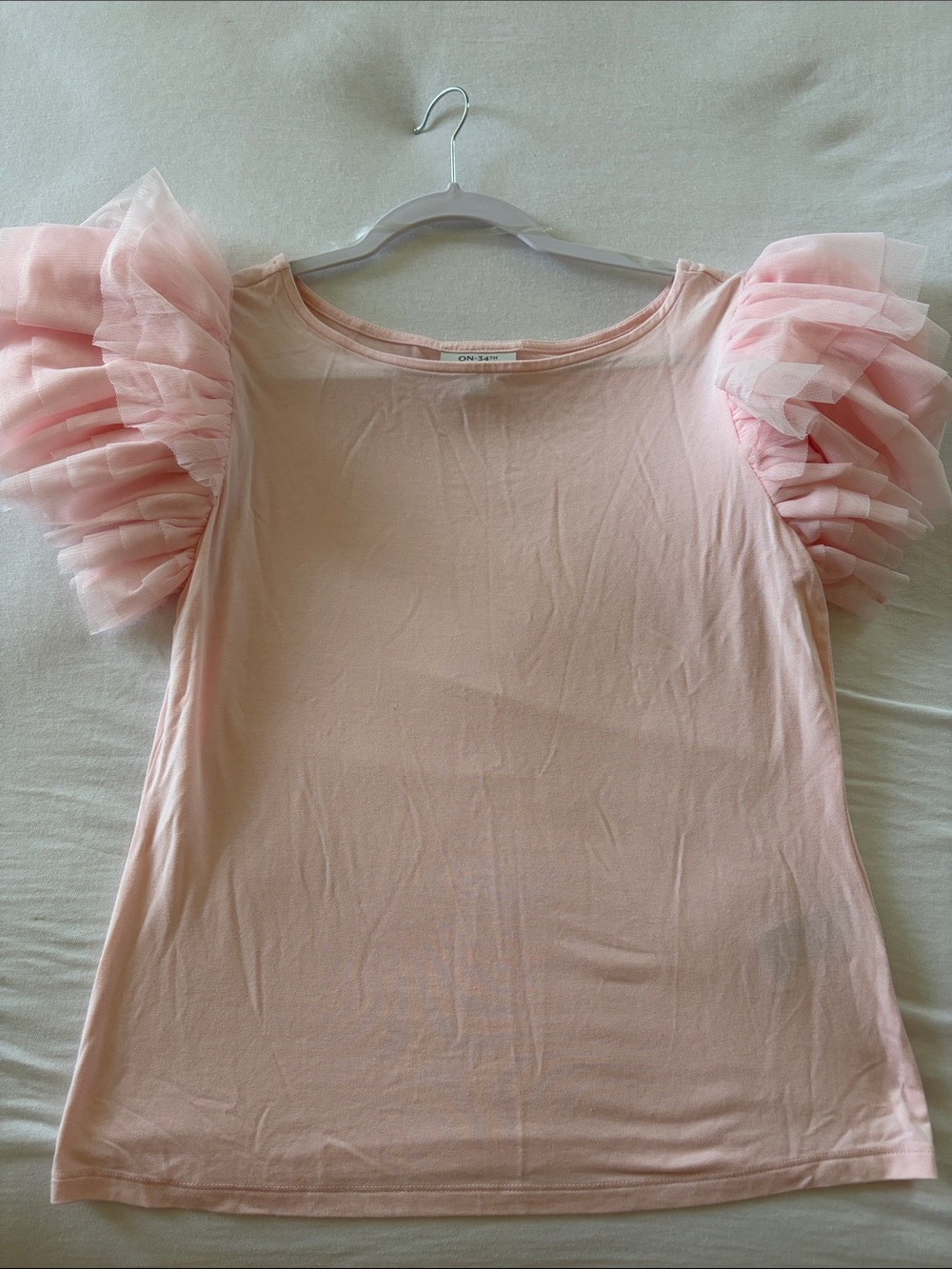 On 34th Light Pink Ruffle Sleeve Women's Top